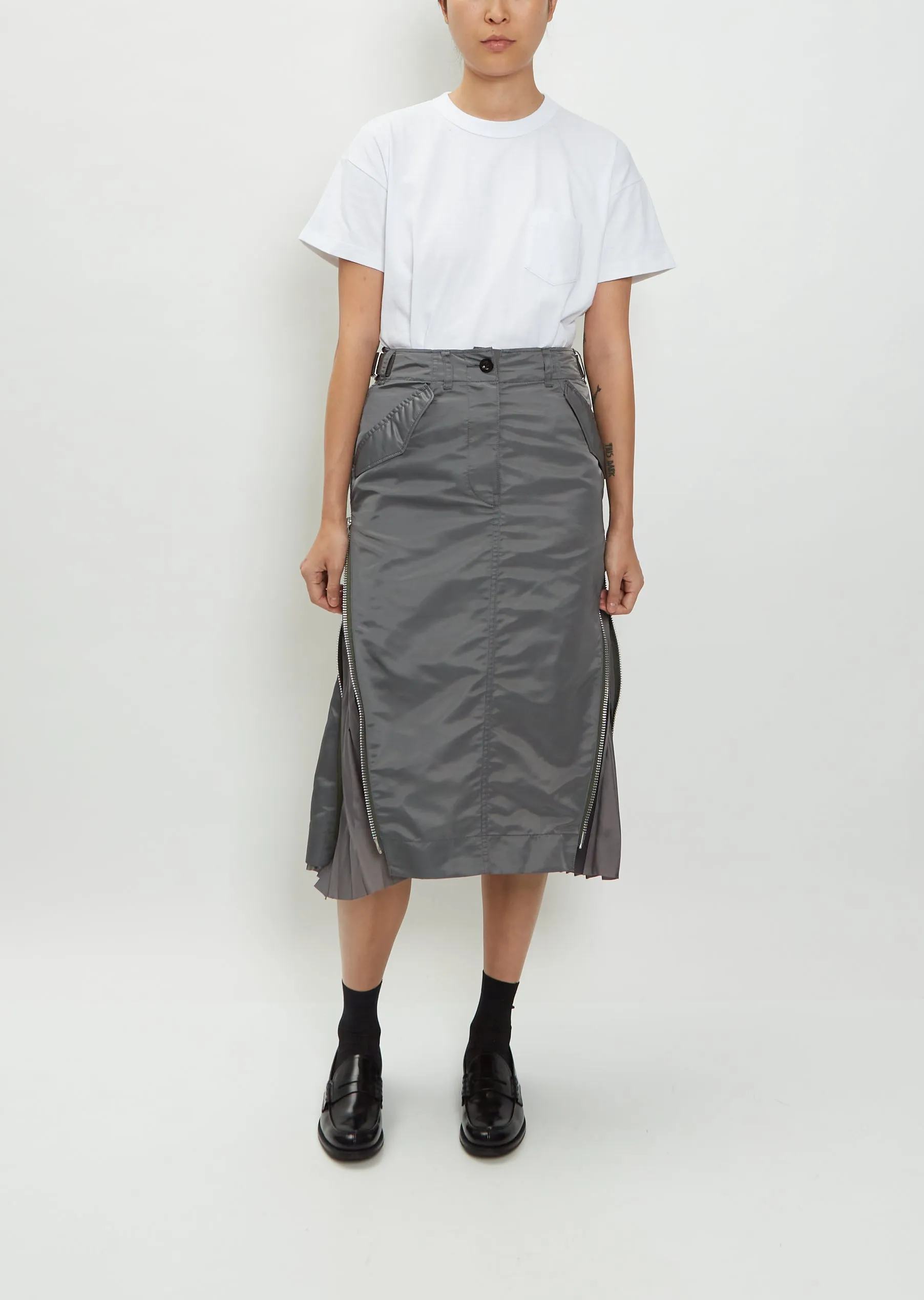 Nylon Twill Mix Skirt