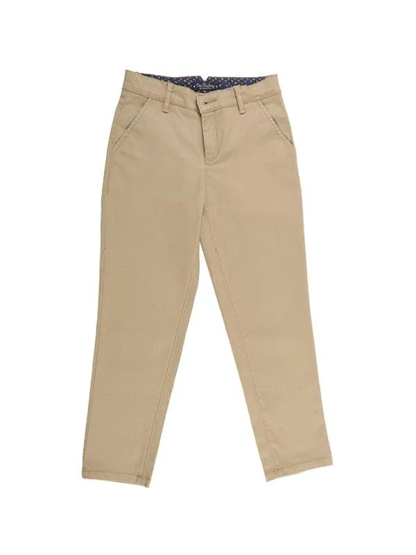 One Friday Beige Solid Chinos