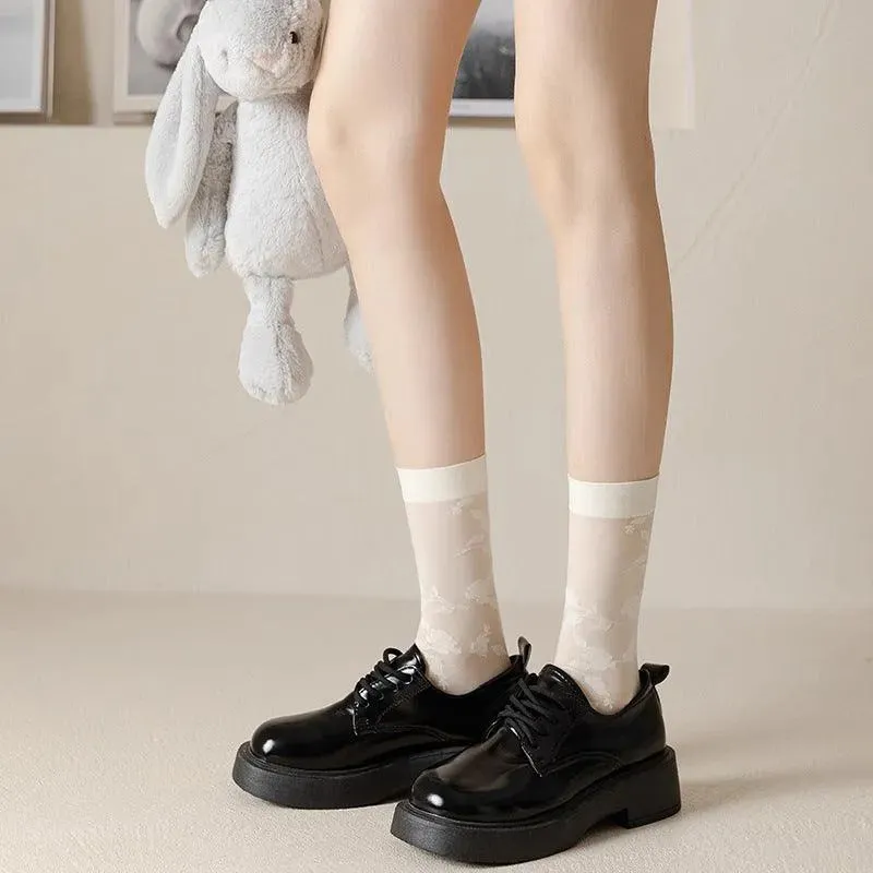 One Pair of Nylon Crew Mesh Socks | Casual Kawaii Outfits