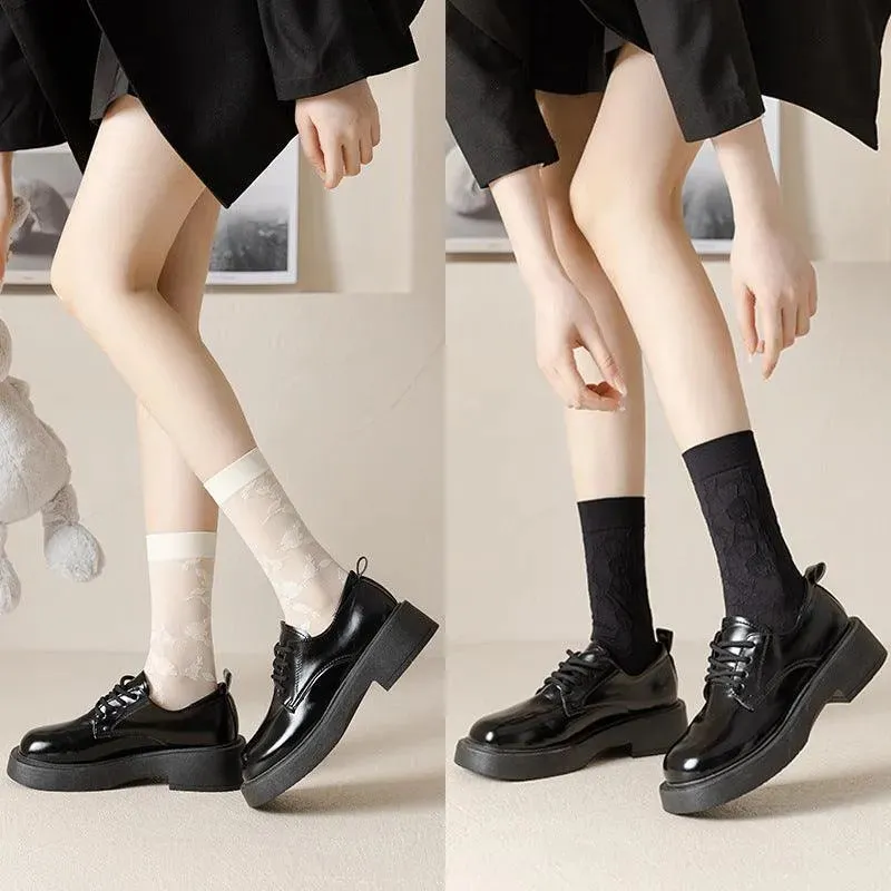 One Pair of Nylon Crew Mesh Socks | Casual Kawaii Outfits