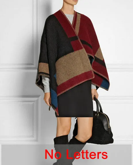 Oversized Sweater Cardigan 2015 Olivia Palermo Runway Catwalk Street Snap Knitted Cardigan Plaid Cape Poncho Shawl Women Lady