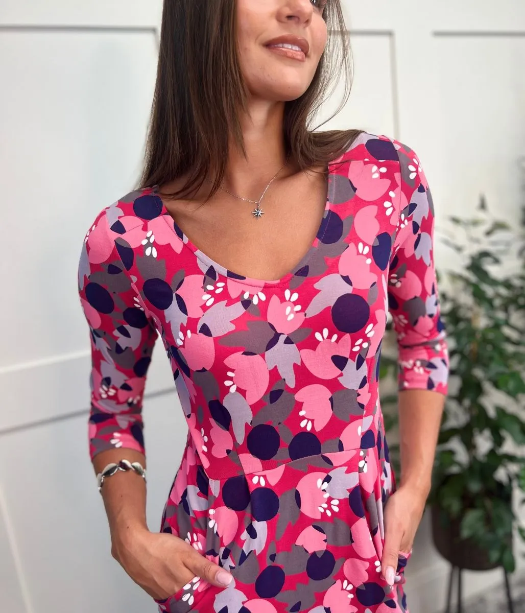 Pink Tess Floral Jersey Dress