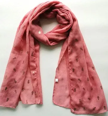 *Pink with Gold Foil Pineapple Scarf