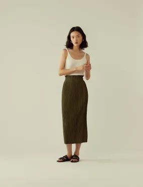 pleated midi skirt