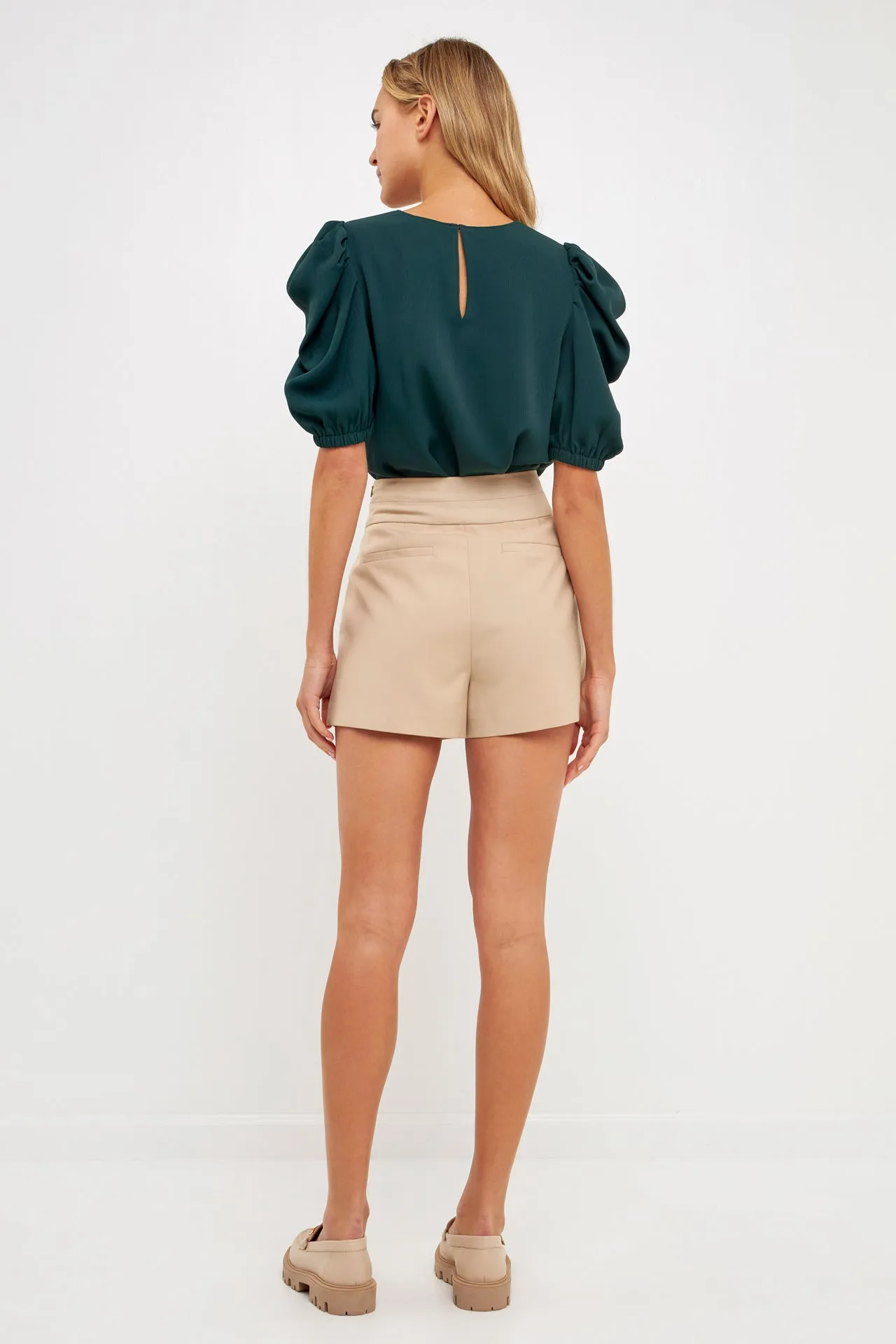 Pleated Puff Sleeve Top