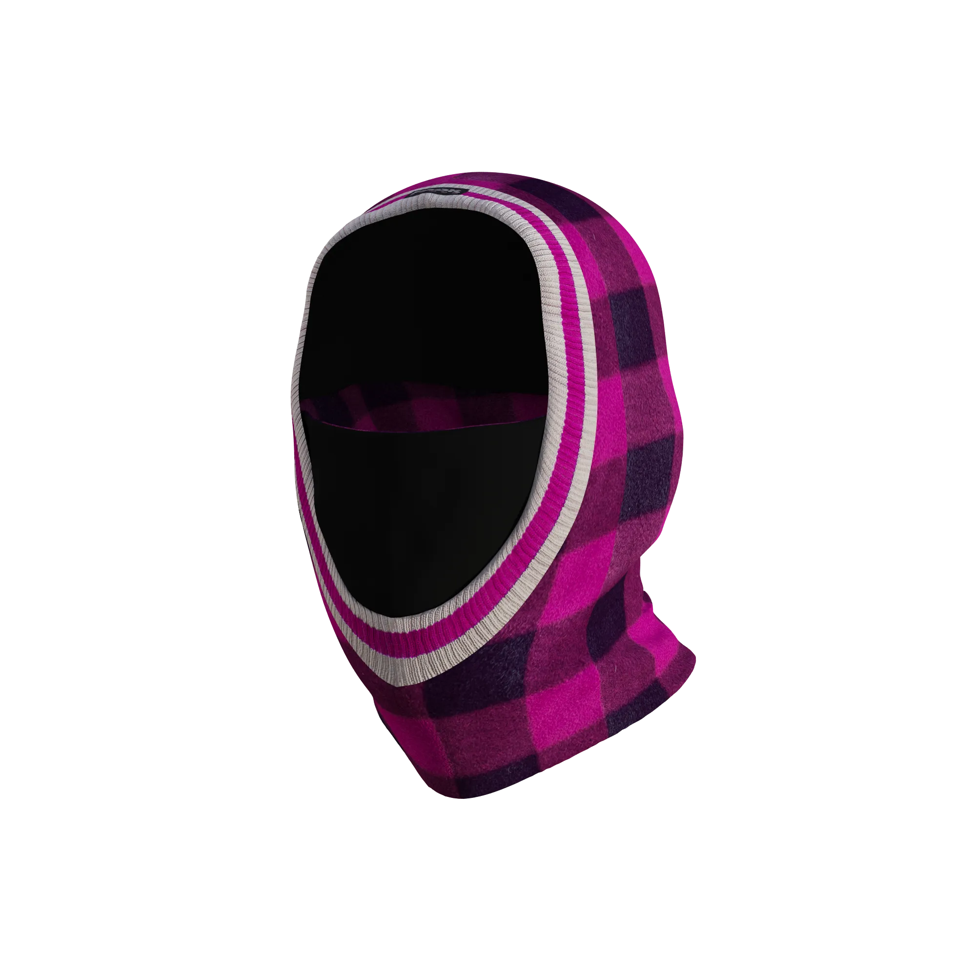 Pook Ninja - Pink Plaid and Black Double Layer Polar Fleece Balaclava