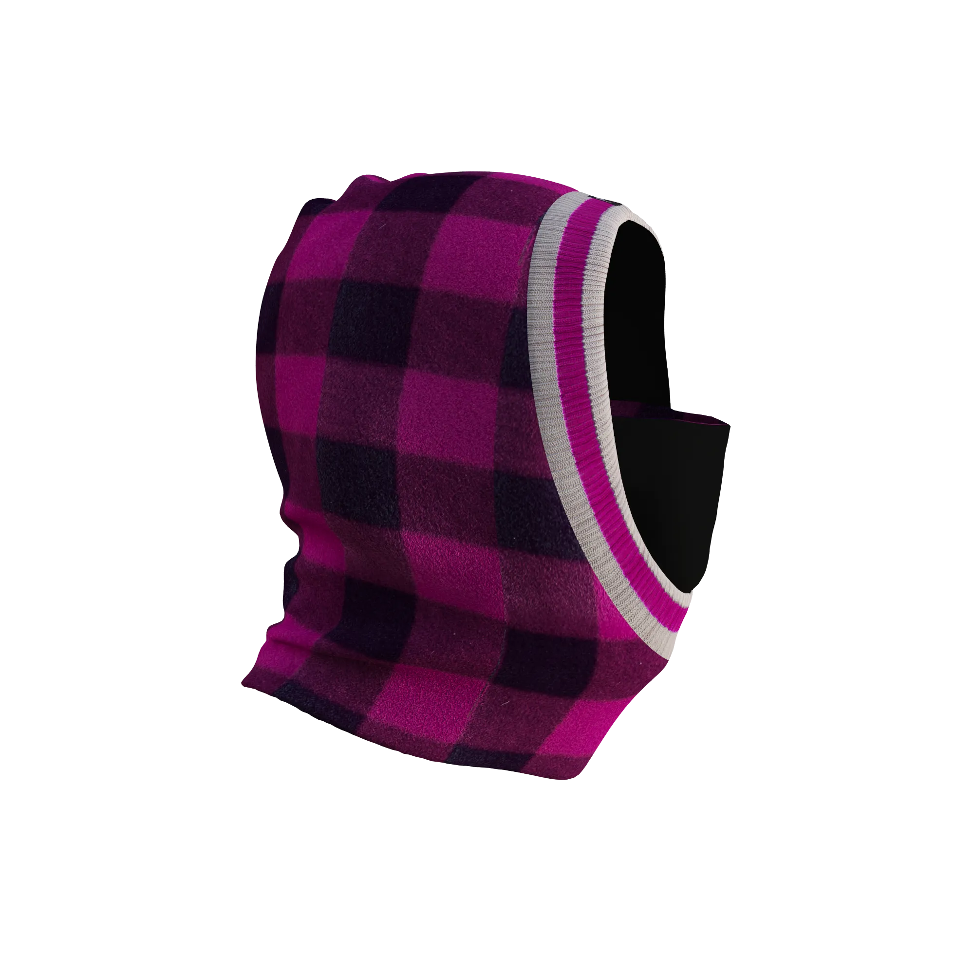 Pook Ninja - Pink Plaid and Black Double Layer Polar Fleece Balaclava