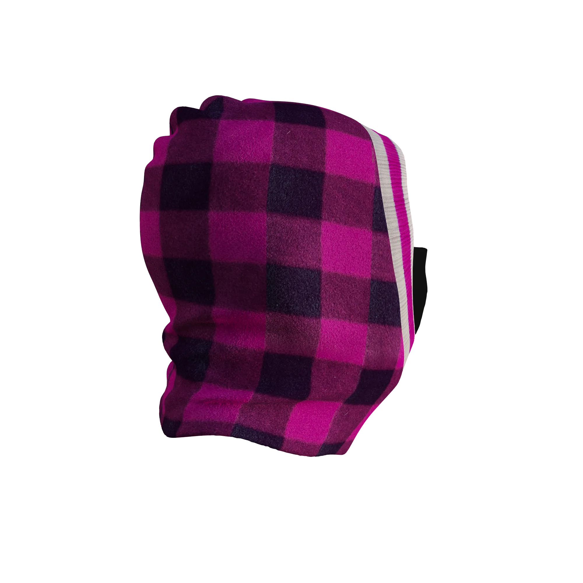 Pook Ninja - Pink Plaid and Black Double Layer Polar Fleece Balaclava