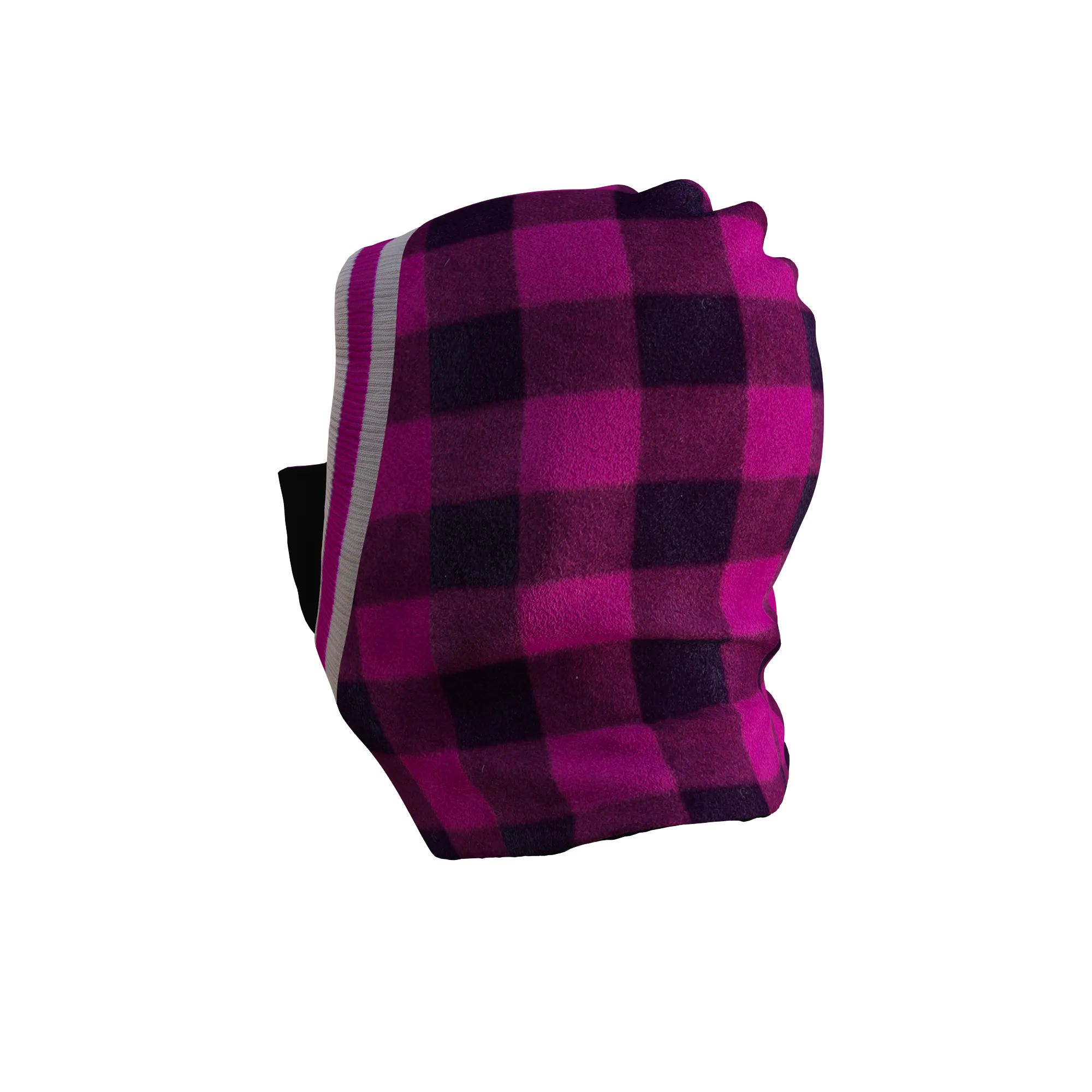 Pook Ninja - Pink Plaid and Black Double Layer Polar Fleece Balaclava