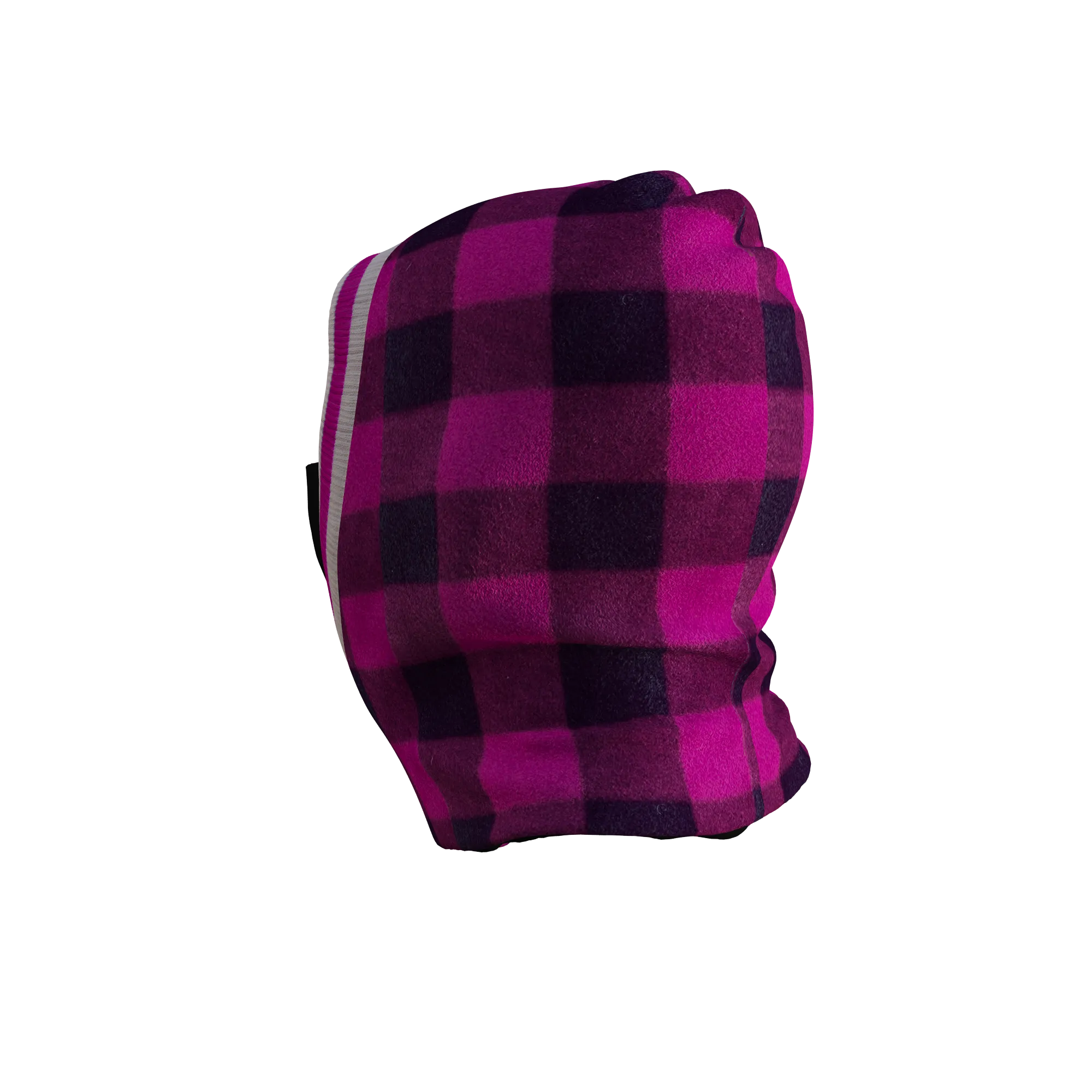 Pook Ninja - Pink Plaid and Black Double Layer Polar Fleece Balaclava