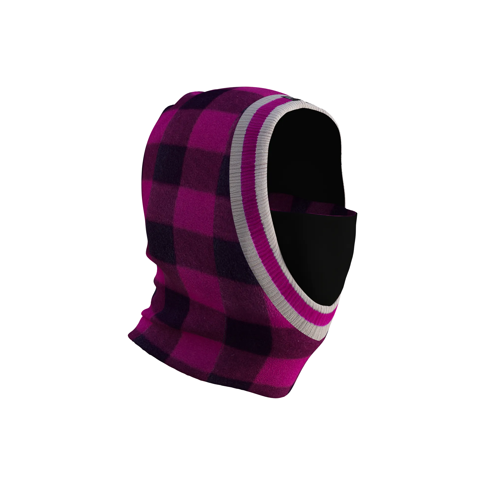 Pook Ninja - Pink Plaid and Black Double Layer Polar Fleece Balaclava