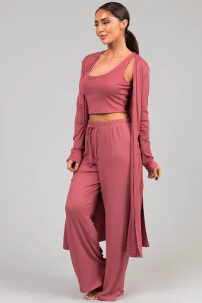 Punch Long Sleeve Cardigan 3 Piece Set