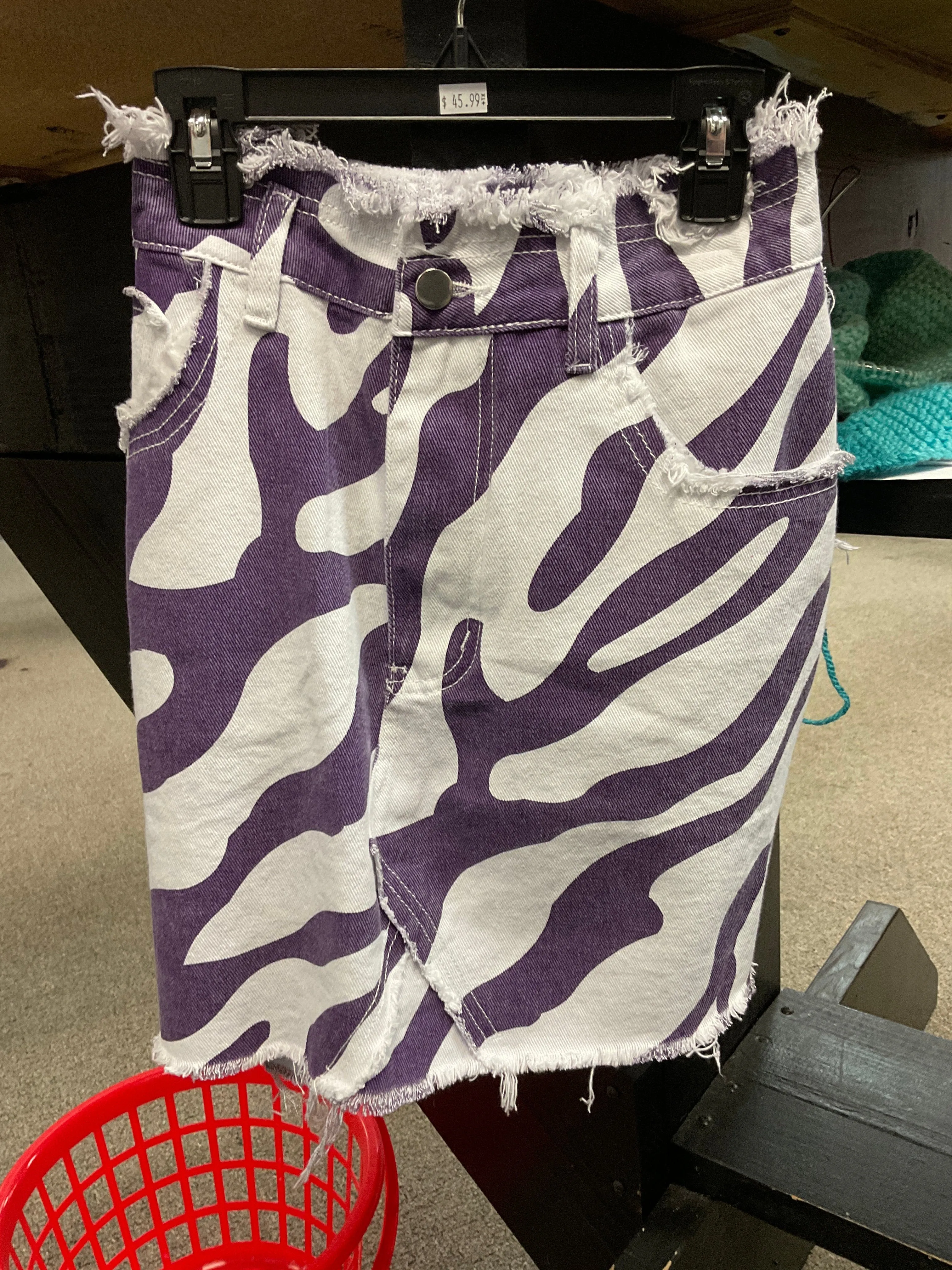 Purple and white zebra stripe denim skirt - 2XL