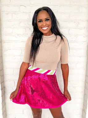 Queen Of Sparkles Hot Pink Sequin Skirt