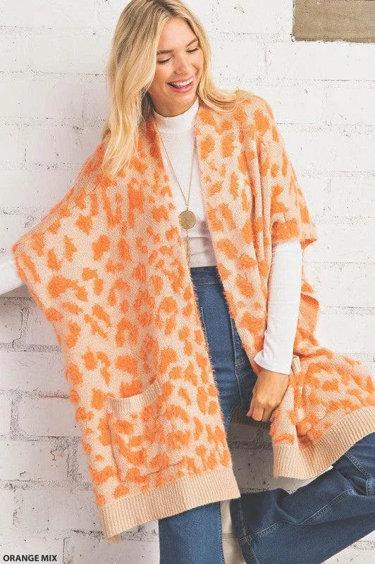 "Candied Cape" Animal Print Poncho