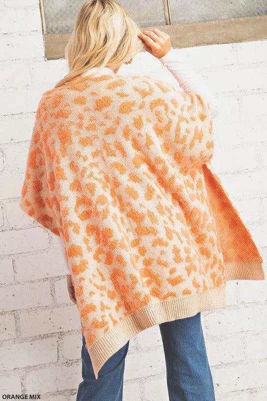 "Candied Cape" Animal Print Poncho