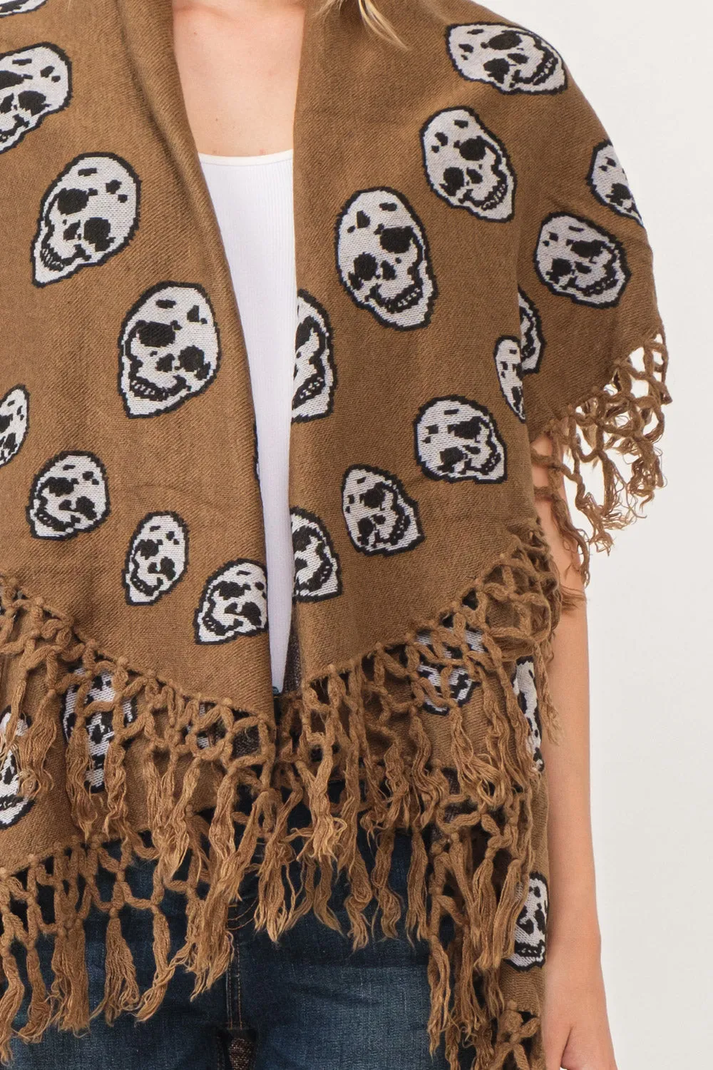 RAJ SABLE SKULL TASSEL BORDER PONCHO