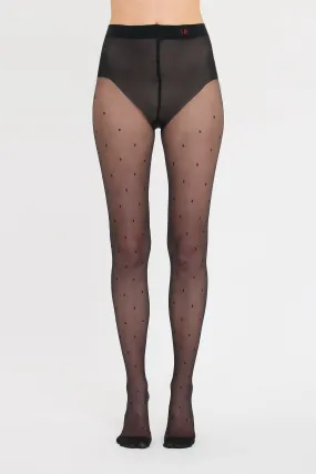 Rectangle Polka Dot Tights In Black