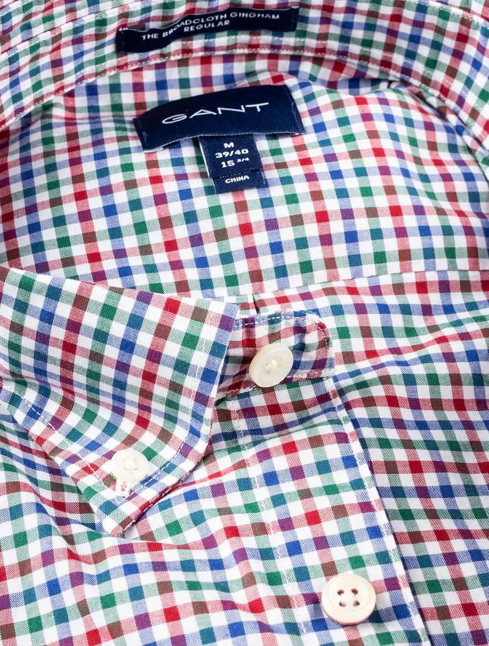 Regular Fit 3-Color Gingham Broadcloth Shirt Mahogany Red