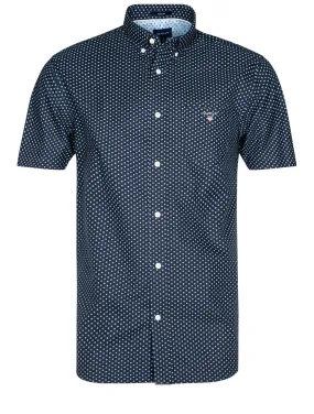 Regular Fit Oxford Micro Print Short Sleeve Buttondown Marine