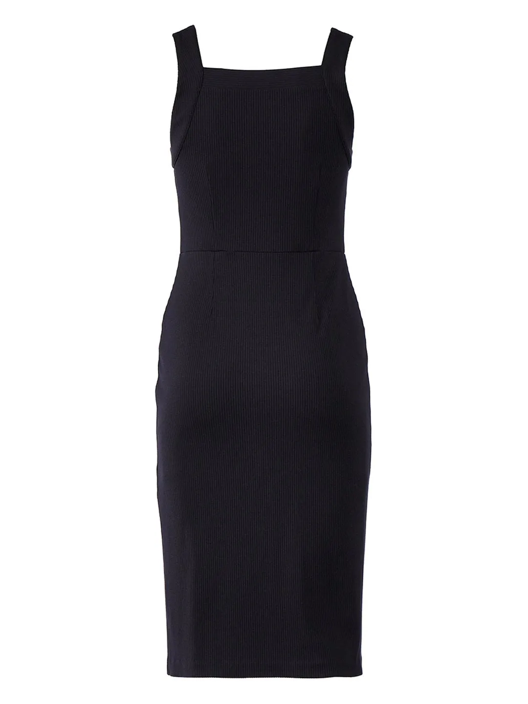 Ribbed Button Sheath Dress in Black