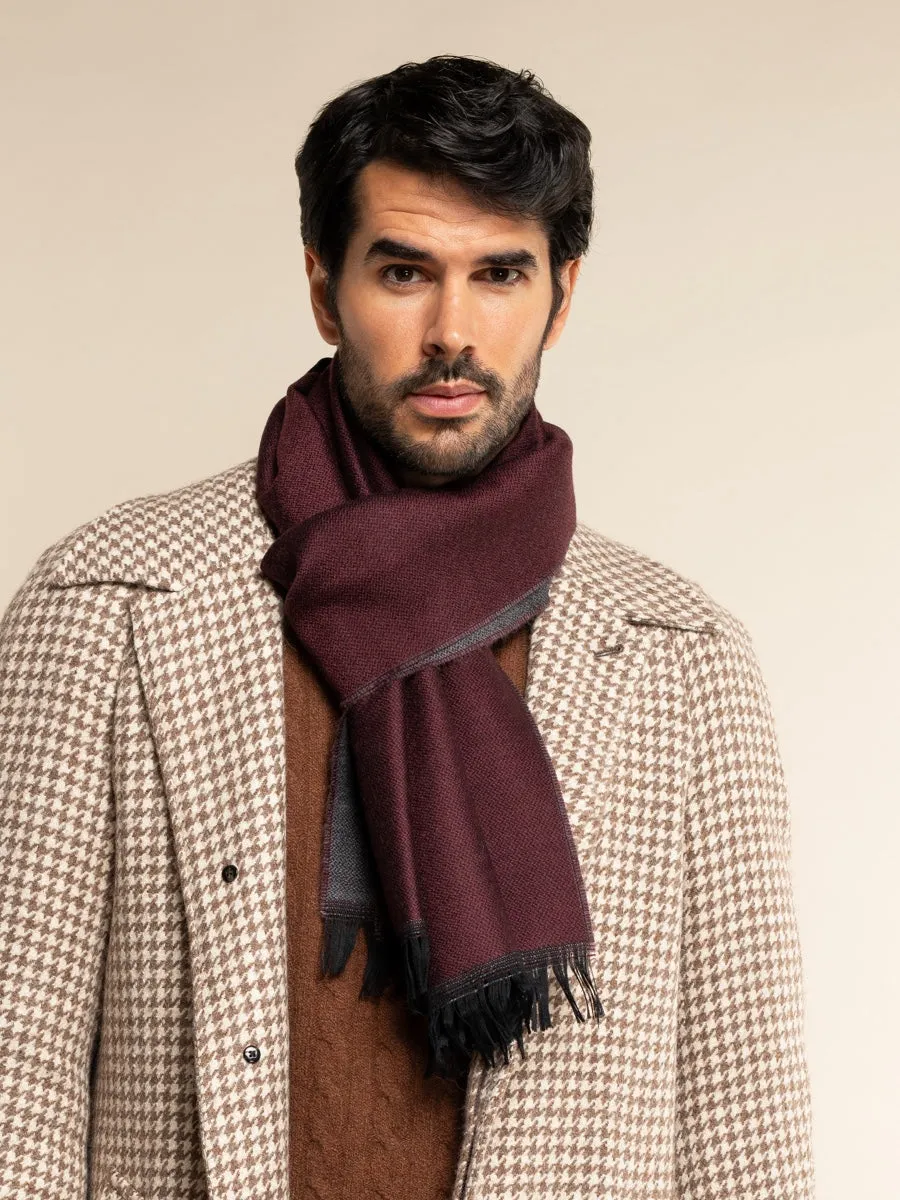 Romeo (red/grey) - warm and soft scarf from 100% wool