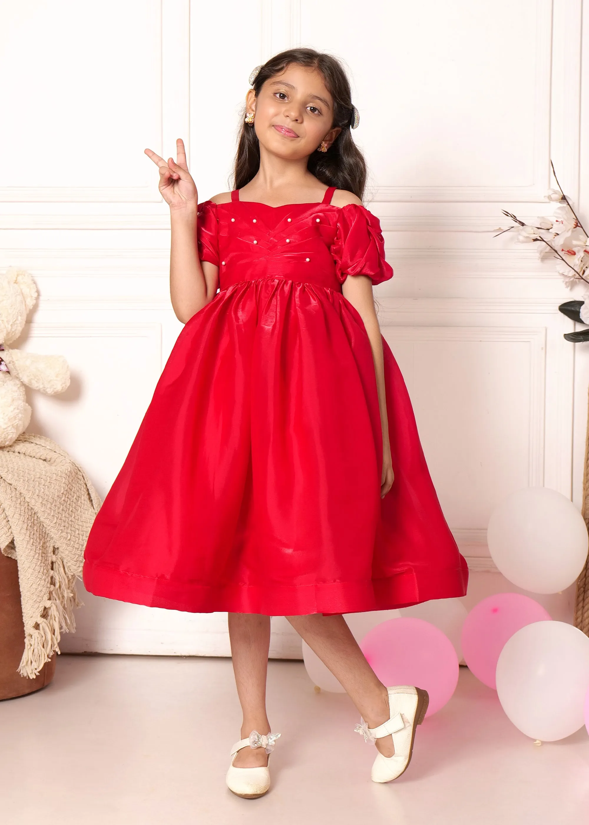 Scarlet Elegance Party Dress