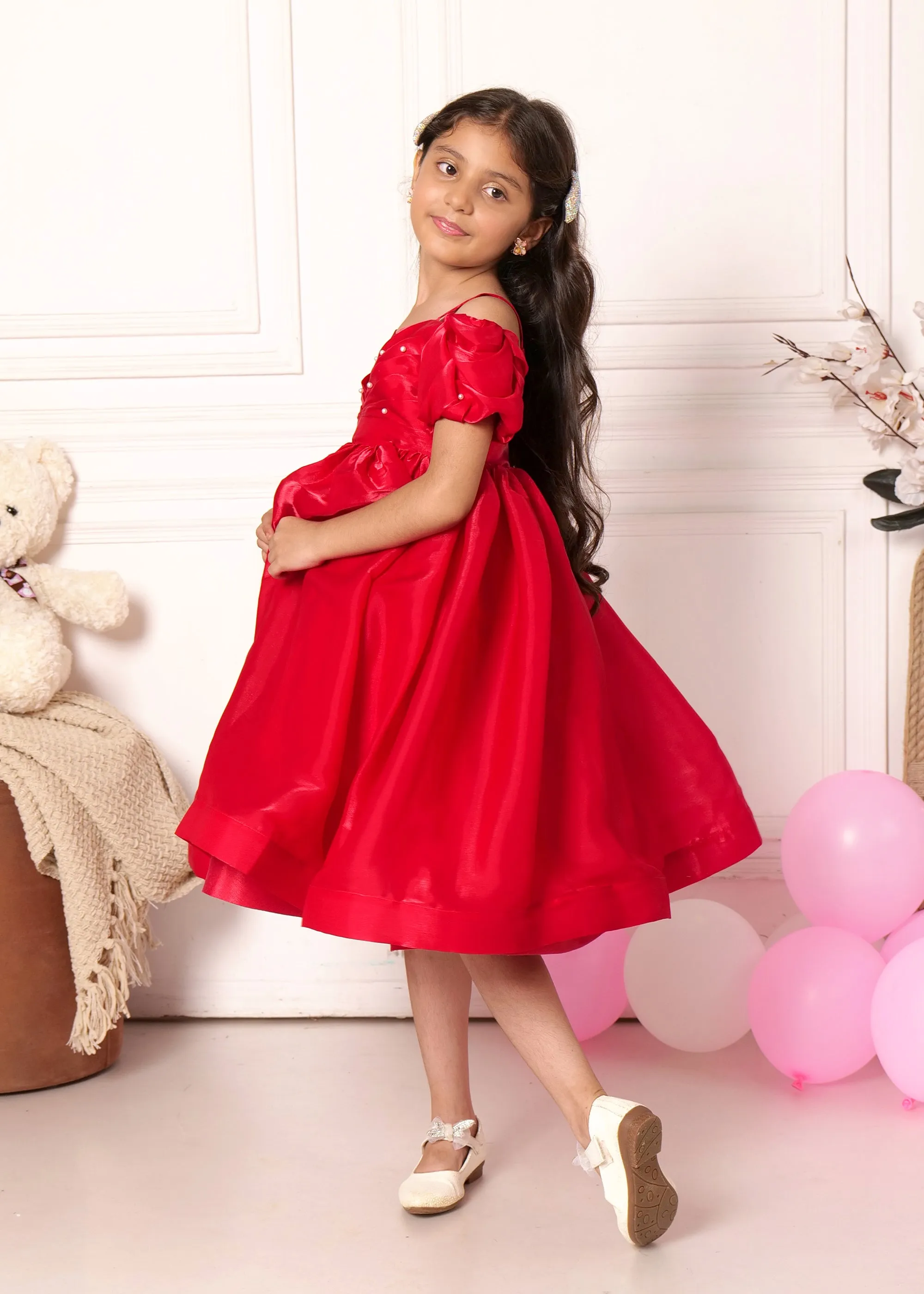 Scarlet Elegance Party Dress