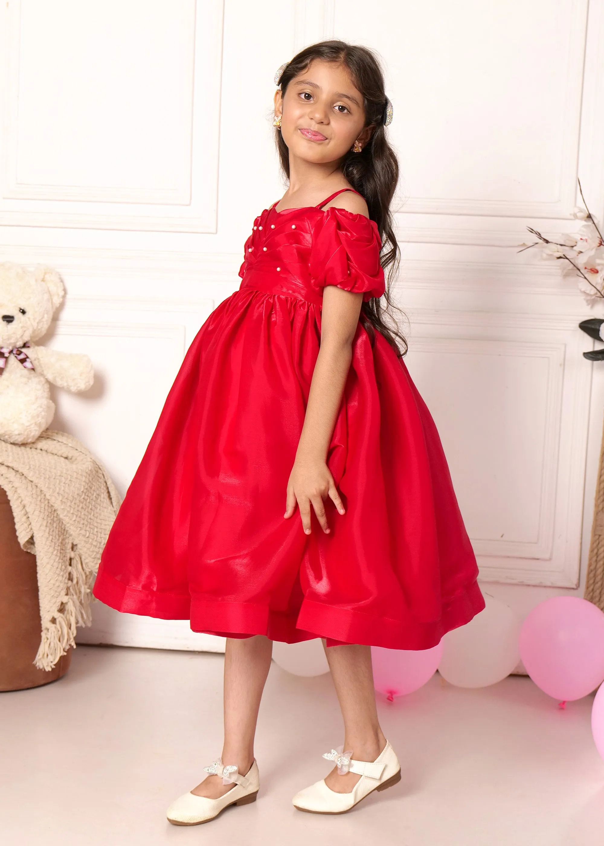 Scarlet Elegance Party Dress