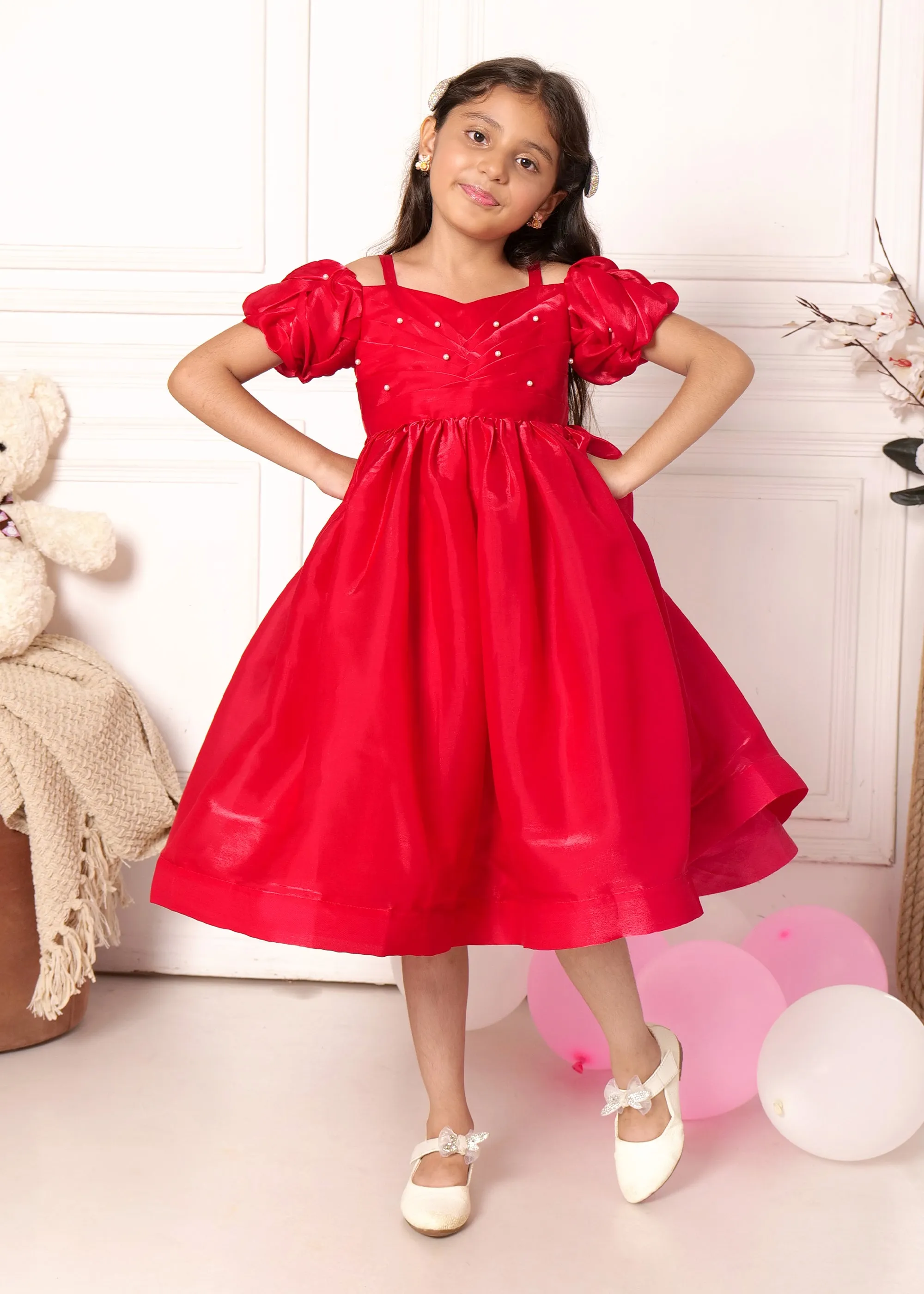 Scarlet Elegance Party Dress