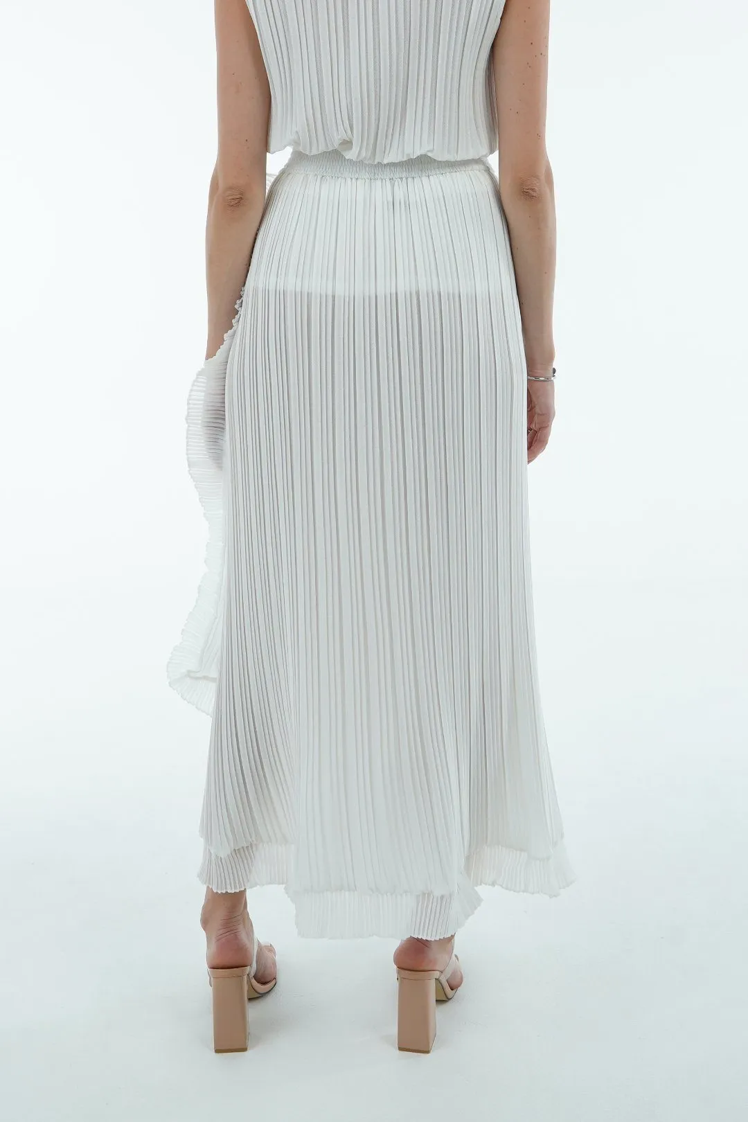 Seina Double Layer Pleated Skirt With Ruffles