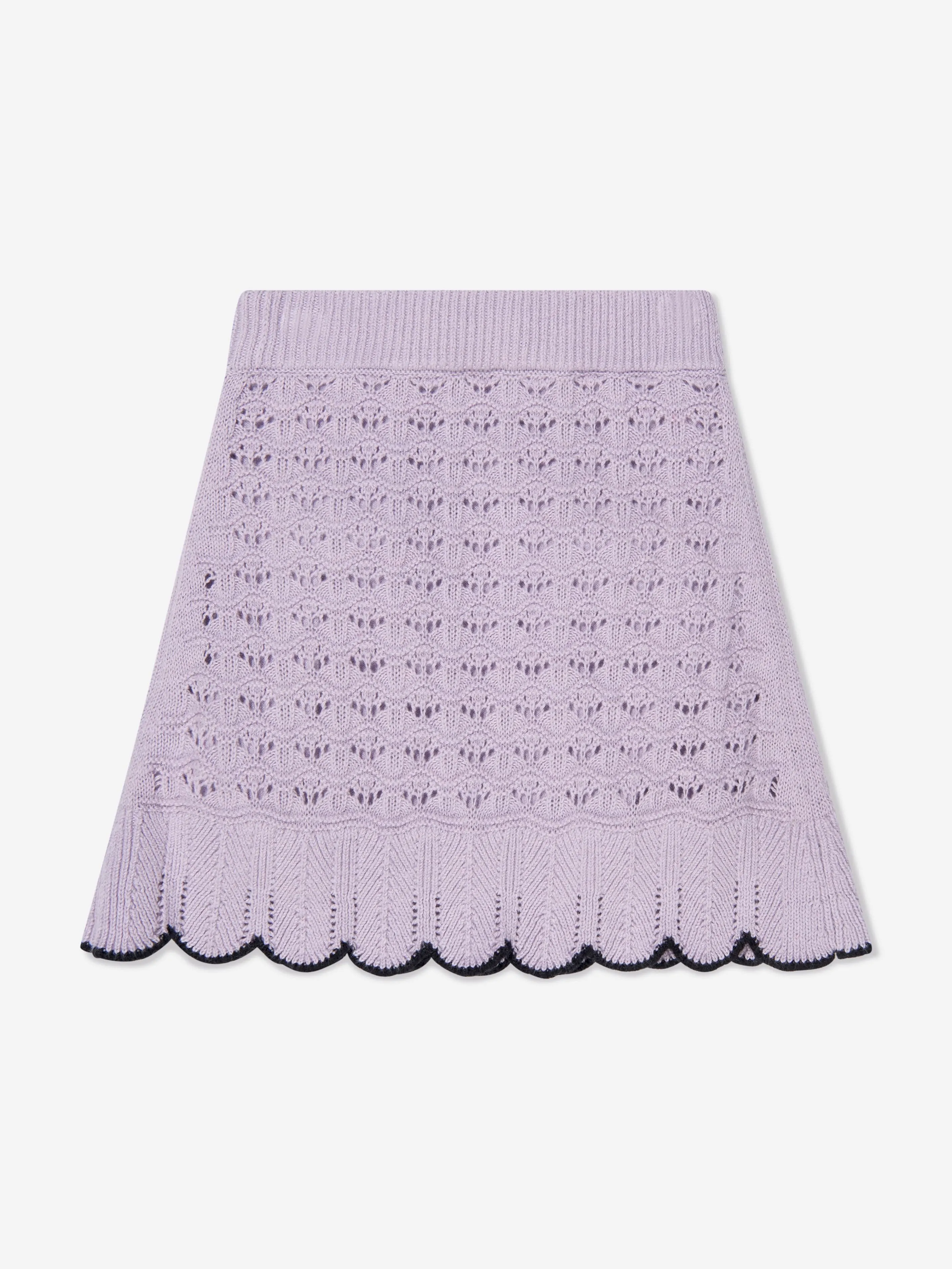 Self Portrait Girls Crochet Knit Mini Skirt in Lilac