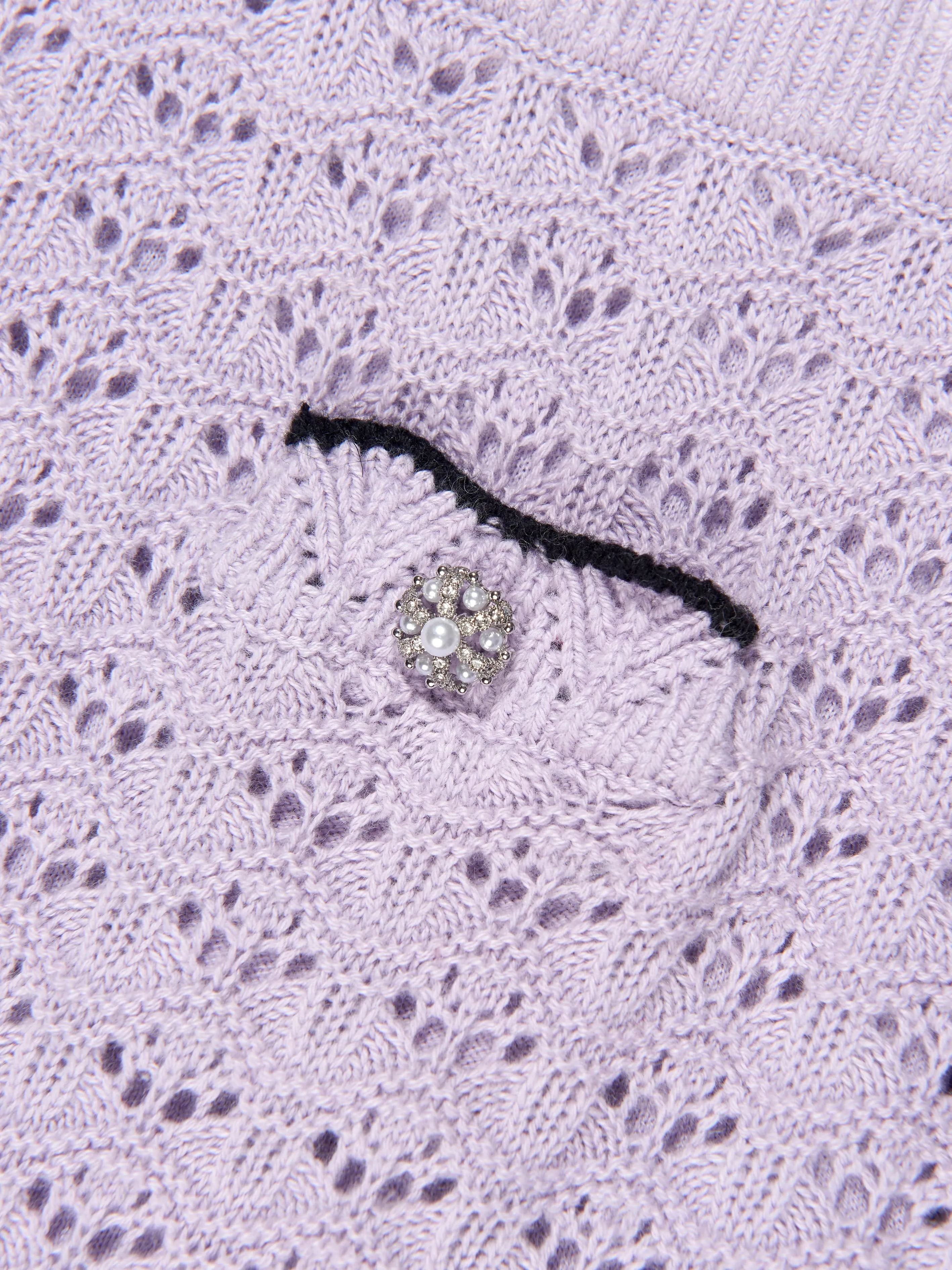 Self Portrait Girls Crochet Knit Mini Skirt in Lilac