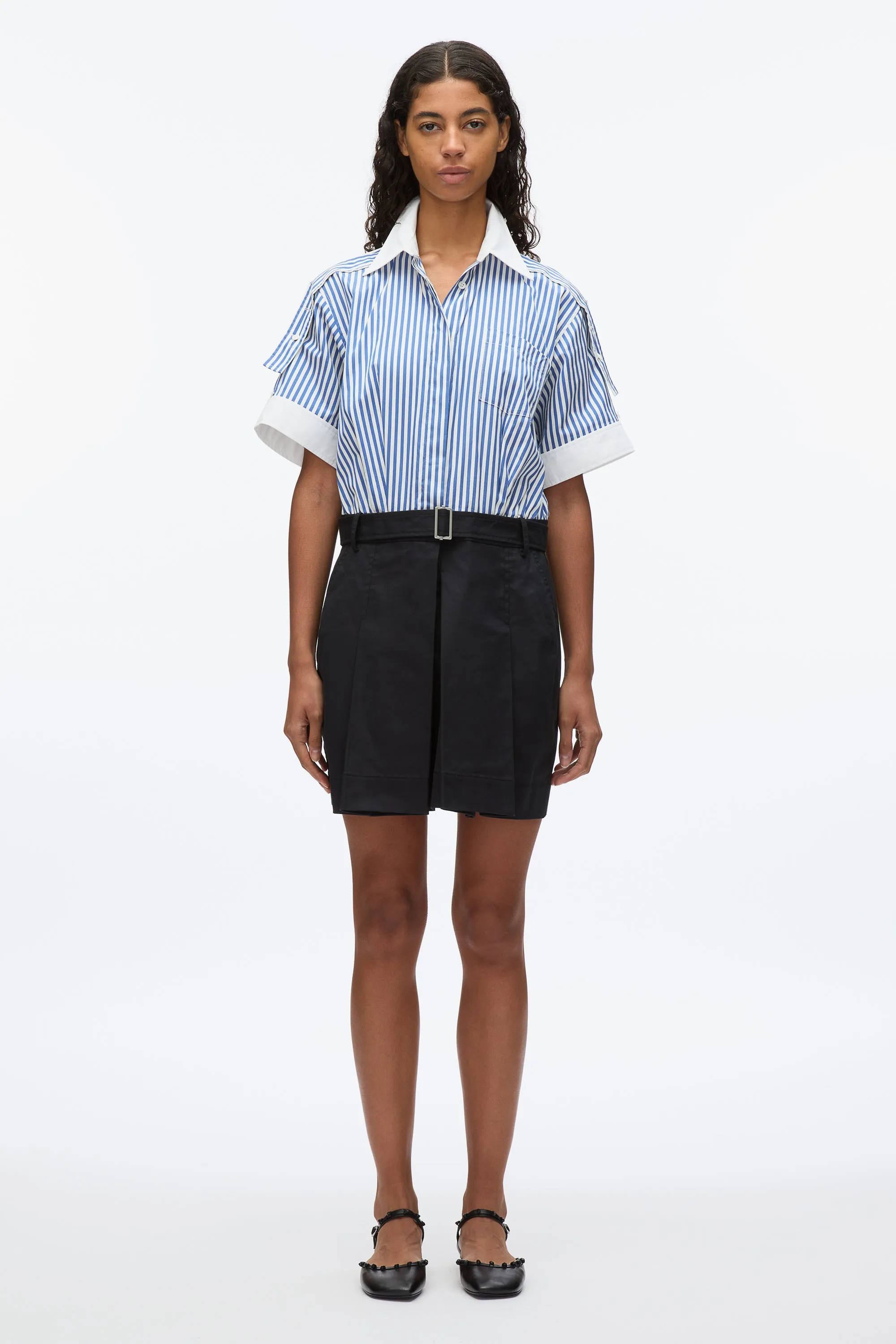 Shirt Combo Dress with Pleated Skirt