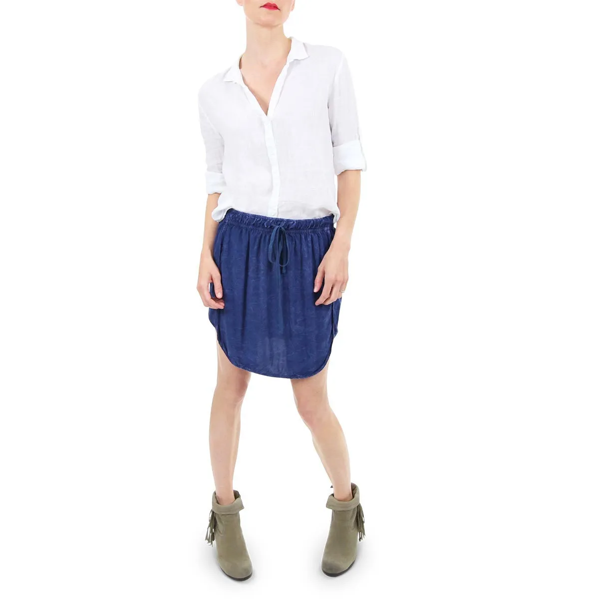 Simple Cloth Track Skirt in Denim