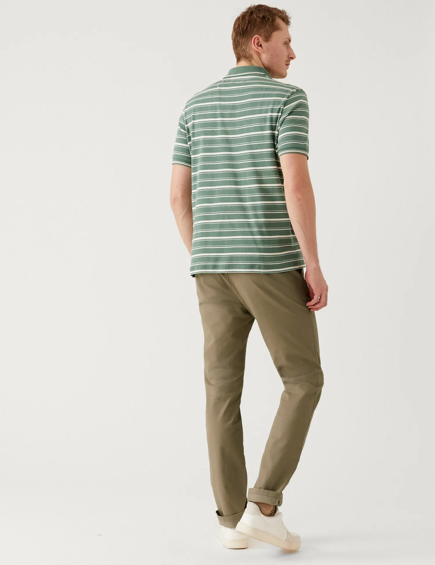 Slim Fit Belted Stretch Chinos