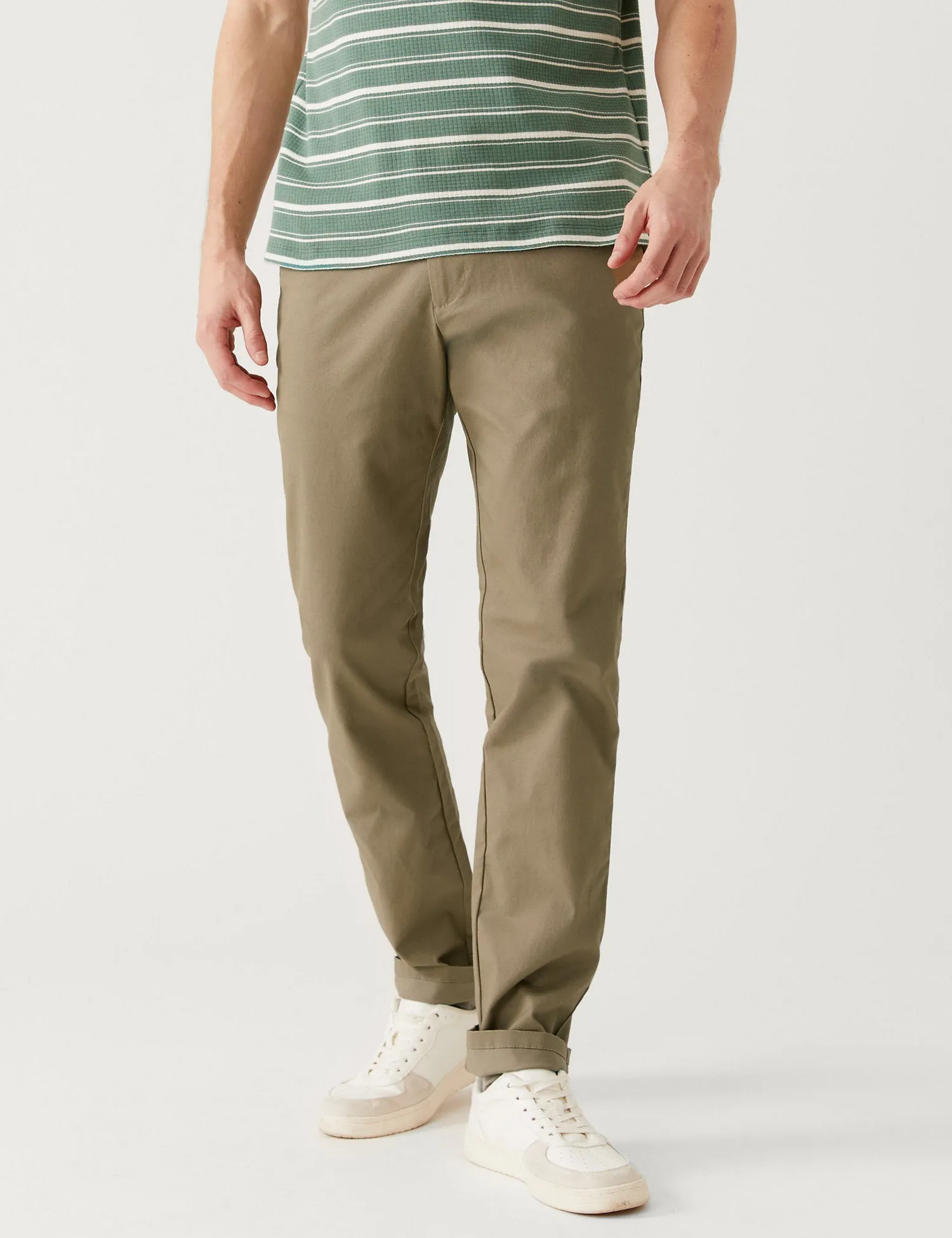 Slim Fit Belted Stretch Chinos