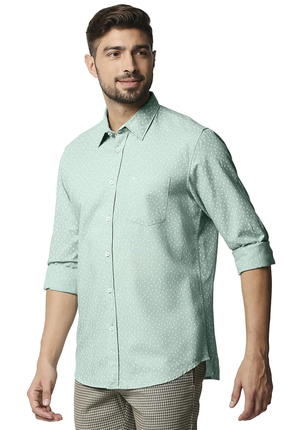 Slim Fit Cotton Hemp Printed Shirt