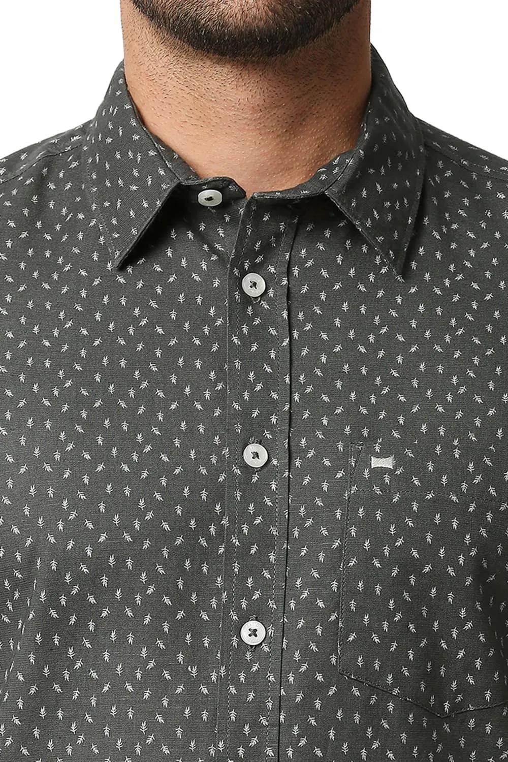 Slim Fit Cotton Hemp Printed Shirt