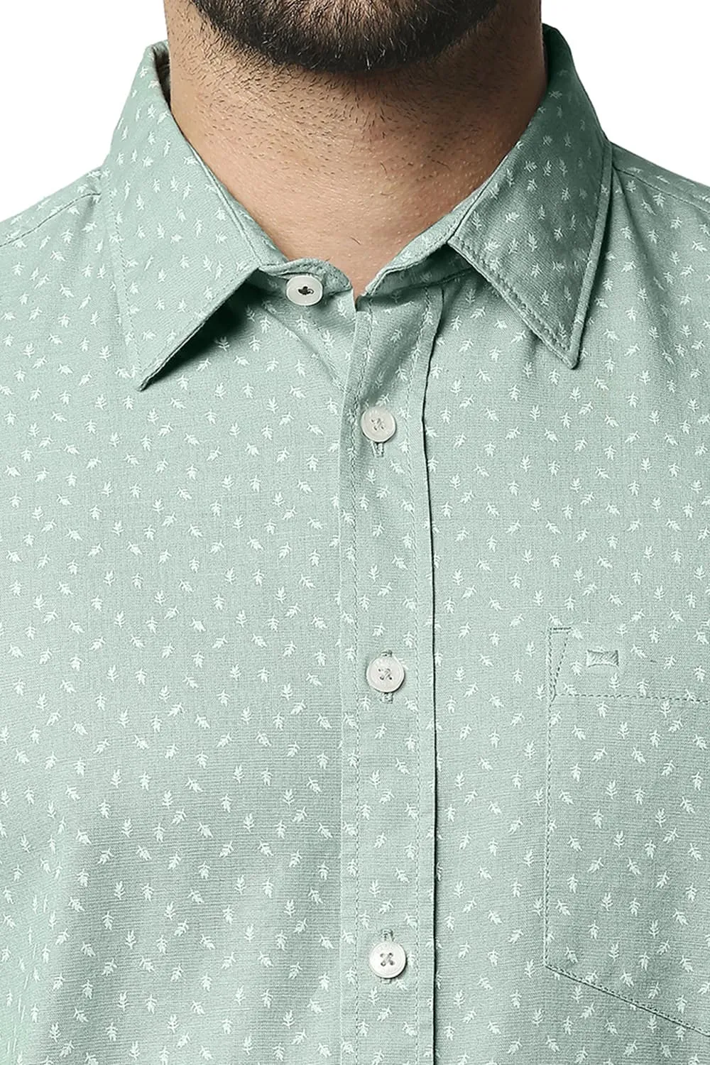 Slim Fit Cotton Hemp Printed Shirt