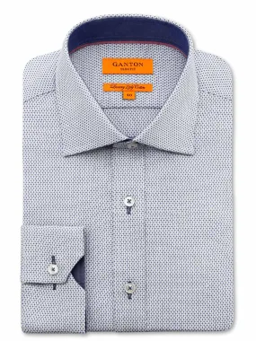 Slim Savoy Collar with Placket and Button Cuff and Trim Detail