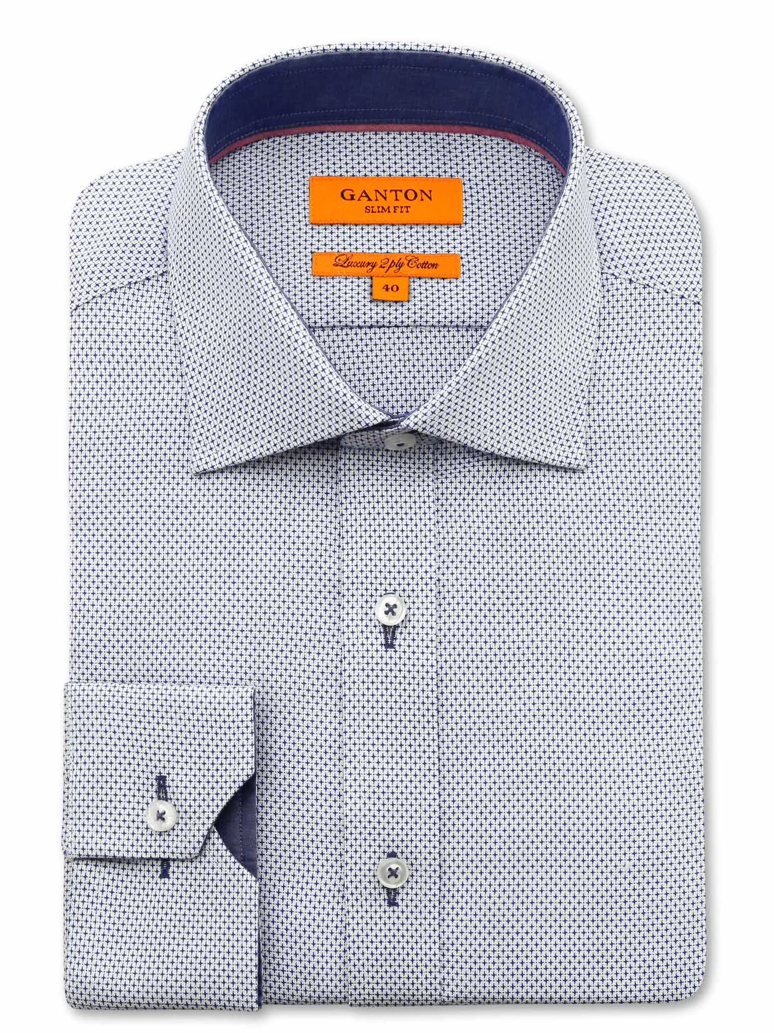 Slim Savoy Collar with Placket and Button Cuff and Trim Detail