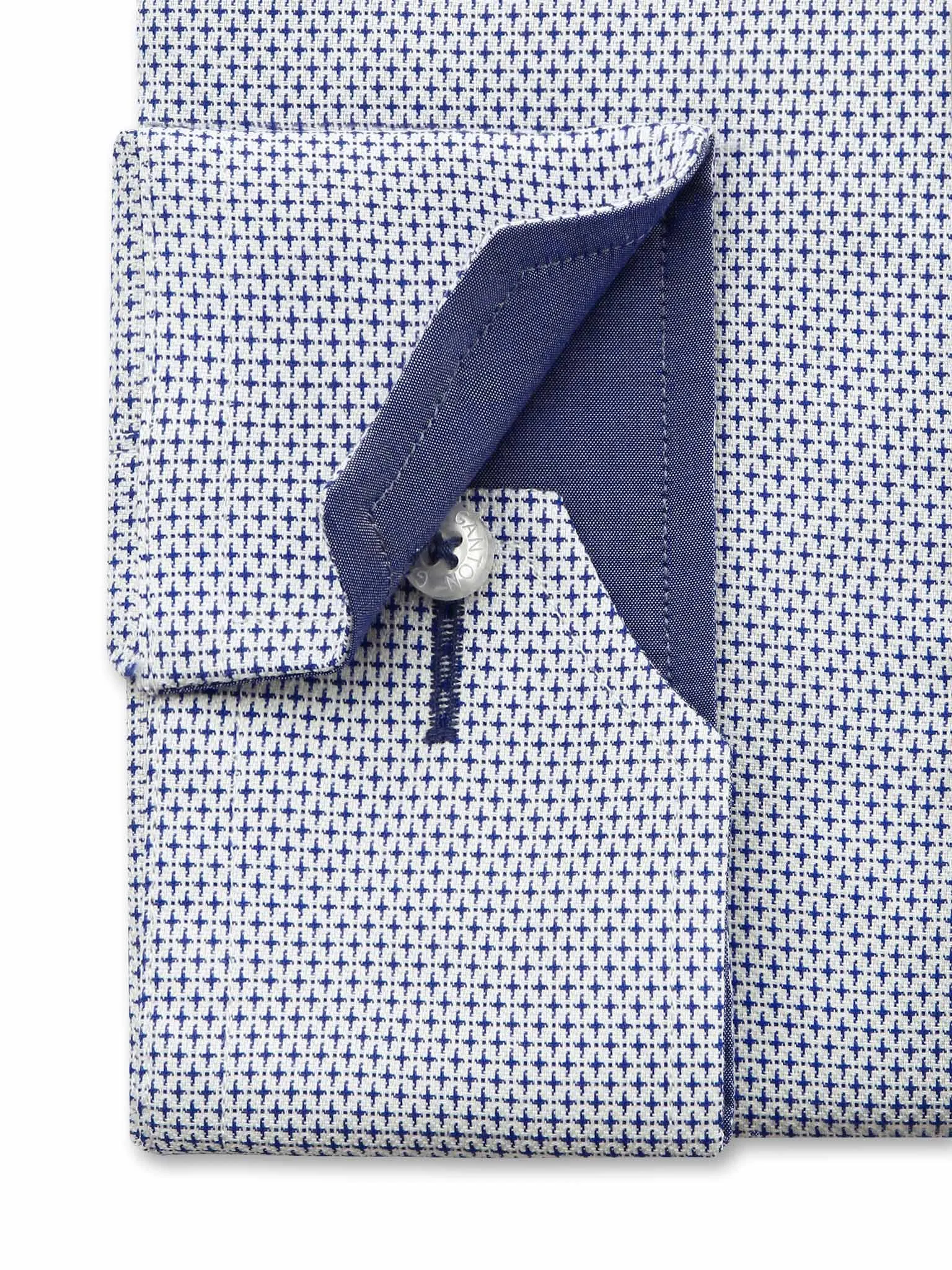 Slim Savoy Collar with Placket and Button Cuff and Trim Detail