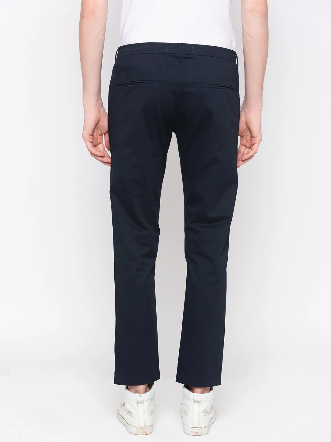 Spykar Men Navy Solid Slim Fit Chinos