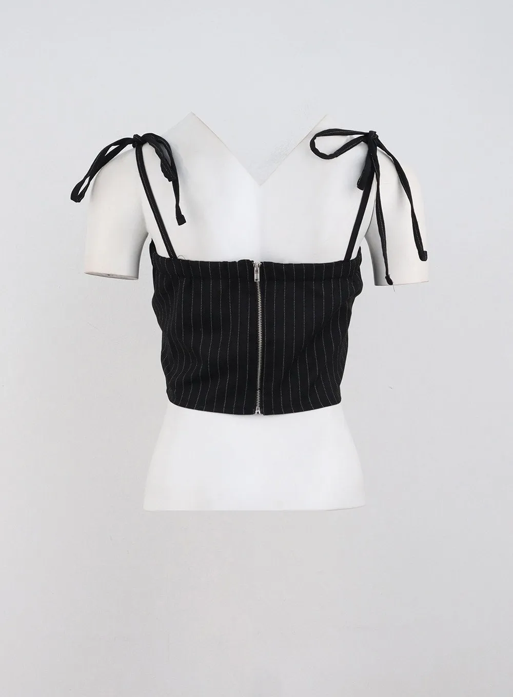 Stripe Strap Shoulder Crop Cami Top CD301