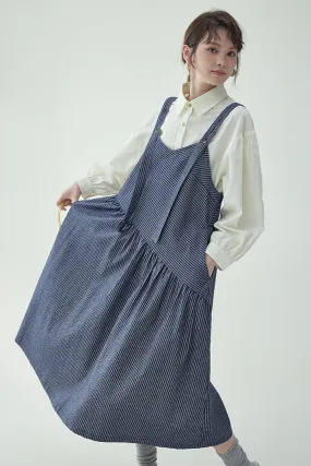 Striped Pleated Bib Dress & Slimming Bib Skirt