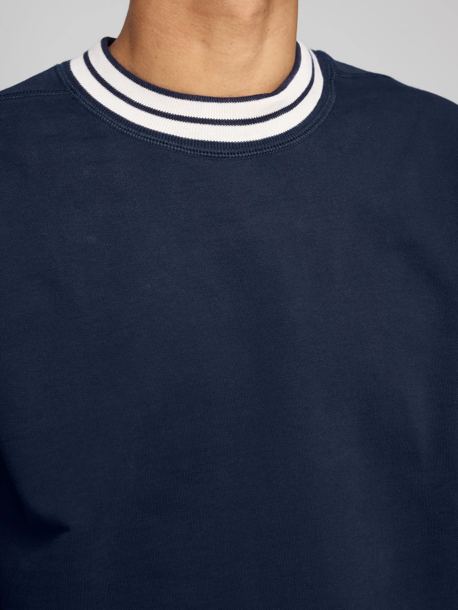 Striped Rib L/S Sweatshirt, Navy