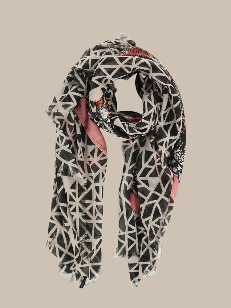 Summum Triangle Print Scarf Black & Ivory