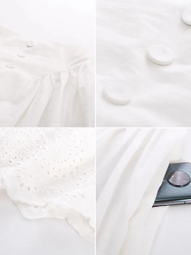 Super Soft:Women Cotton Button Decor Skirt