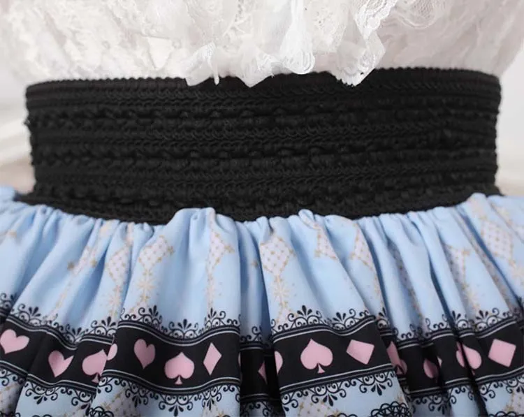 Sweet Original Design Cookies Printed Girl's Pleated Skirt Princess Lolita Lace Skirt for Women